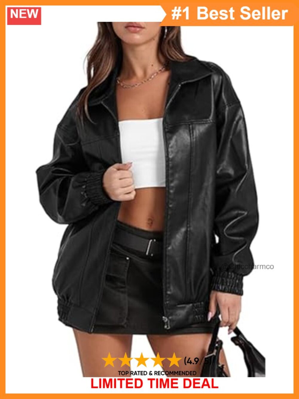 Oversized Faux Leather Bomber Jacket Moto Streetwear Fall Layering